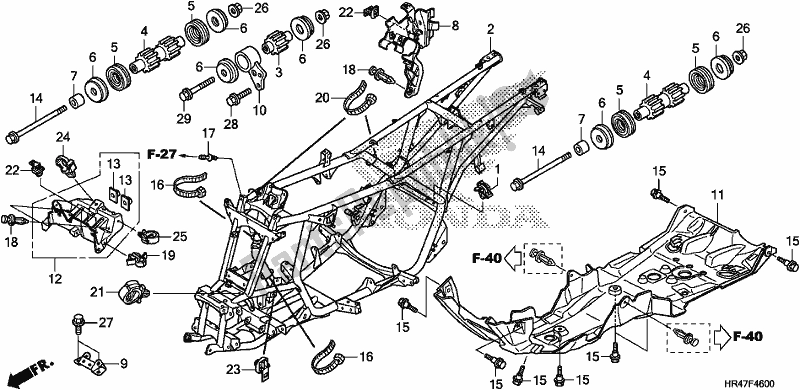 All parts for the Frame Body of the Honda TRX 500 FM2 2018