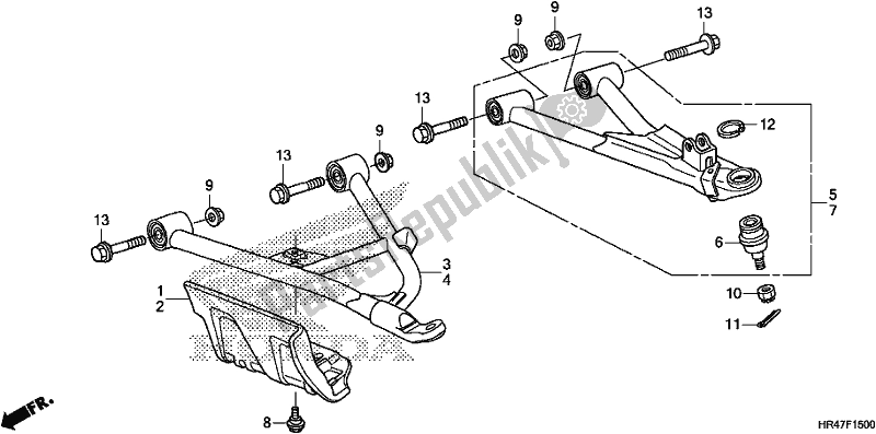 All parts for the Front Arm of the Honda TRX 500 FM2 2018