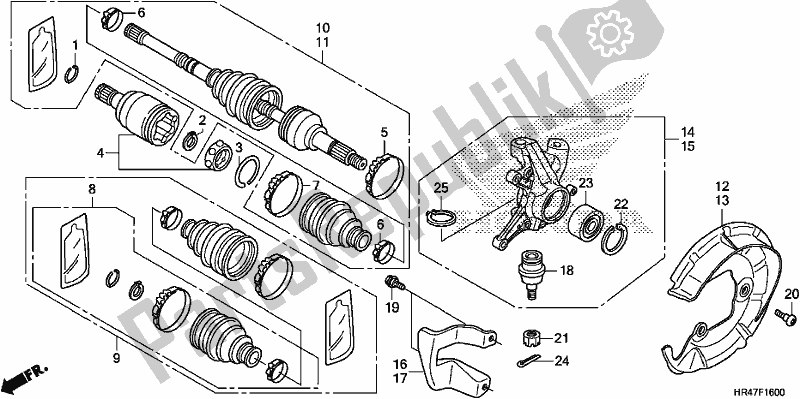 Wszystkie części do Front Knuckle/front Drive Shaft Honda TRX 500 FM2 2018