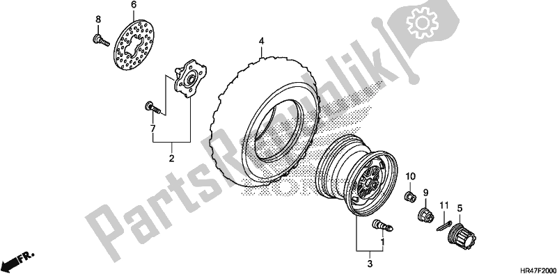 All parts for the Front Wheel of the Honda TRX 500 FM2 2018