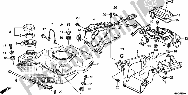 All parts for the Fuel Tank of the Honda TRX 500 FM2 2018