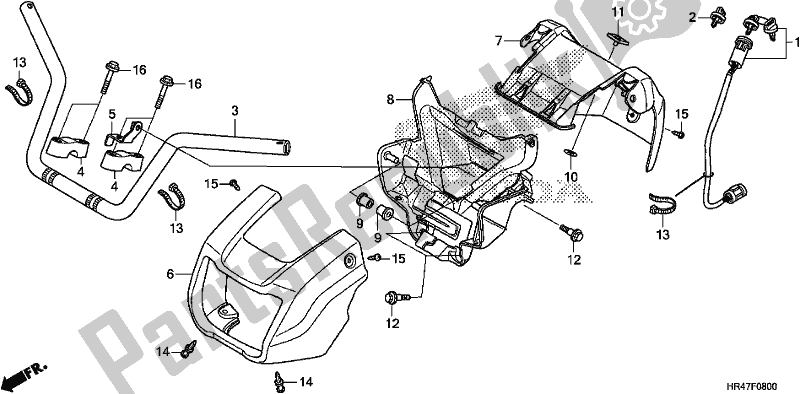 All parts for the Handle Pipe of the Honda TRX 500 FM2 2018