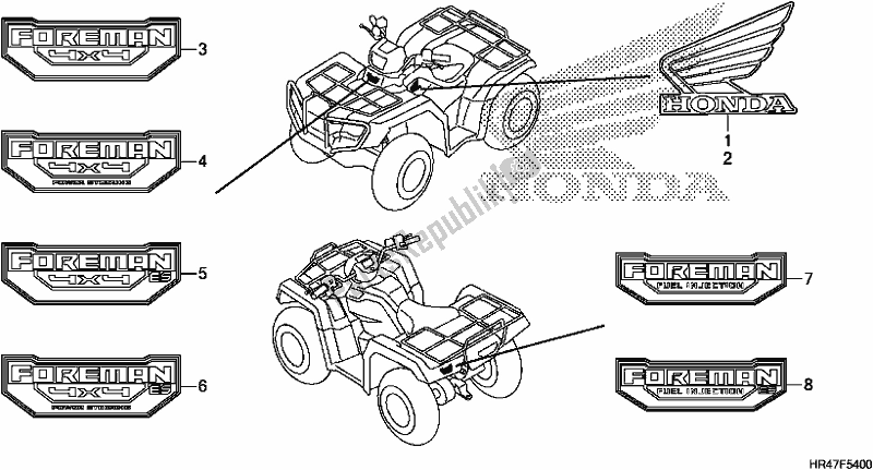 All parts for the Mark/emblem of the Honda TRX 500 FM2 2018