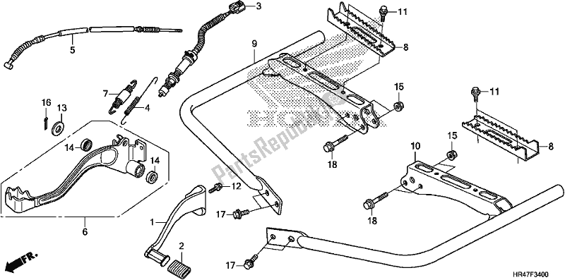 All parts for the Pedal/step of the Honda TRX 500 FM2 2018