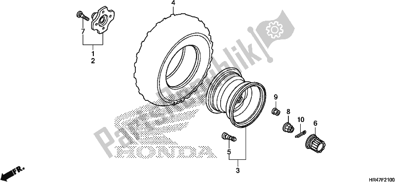 All parts for the Rear Wheel of the Honda TRX 500 FM2 2018