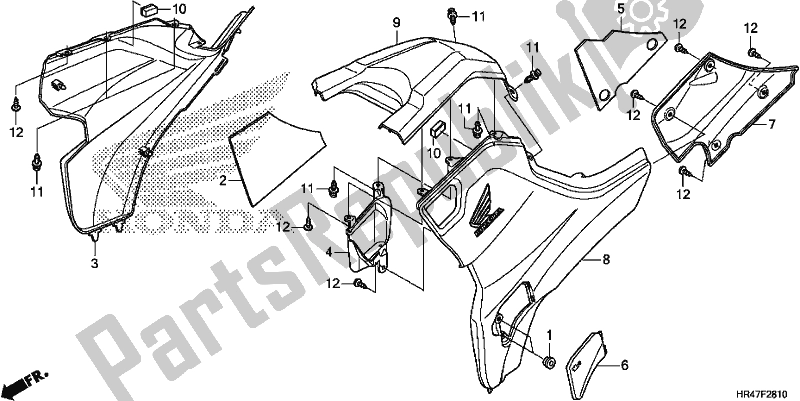 All parts for the Side Cover/tank Cover of the Honda TRX 500 FM2 2018