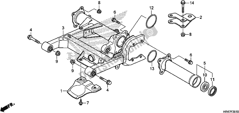 All parts for the Swingarm of the Honda TRX 500 FM2 2018