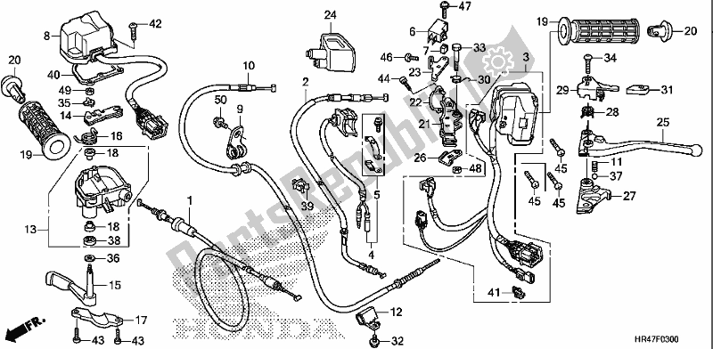 All parts for the Switch/cable of the Honda TRX 500 FM2 2018