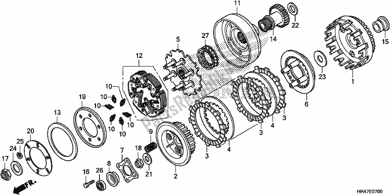 All parts for the Clutch of the Honda TRX 500 FM2 2019