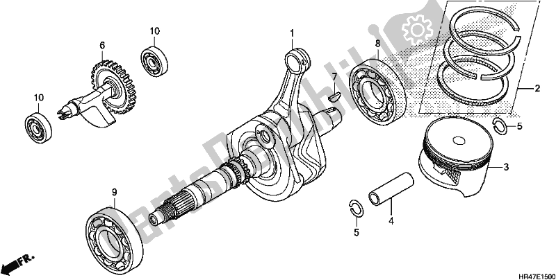 All parts for the Crankshaft/piston of the Honda TRX 500 FM2 2019