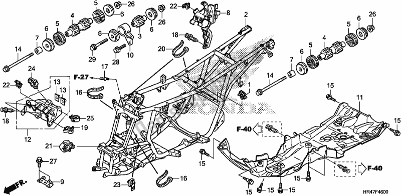 All parts for the Frame Body of the Honda TRX 500 FM2 2019