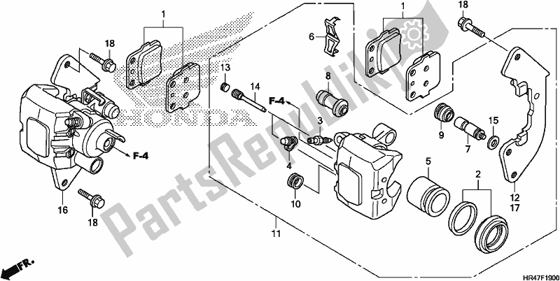 All parts for the Front Brake Caliper of the Honda TRX 500 FM2 2019