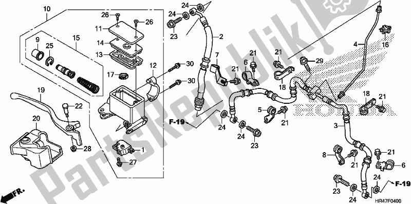 All parts for the Front Brake Master Cylinder of the Honda TRX 500 FM2 2019