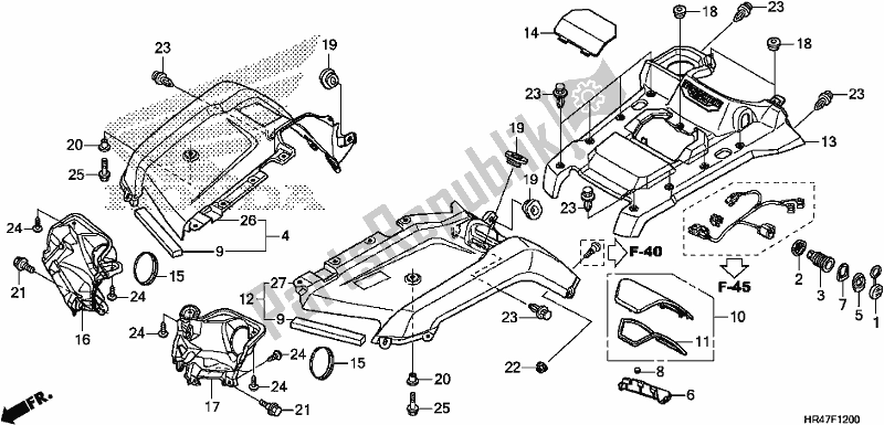 All parts for the Front Fender of the Honda TRX 500 FM2 2019