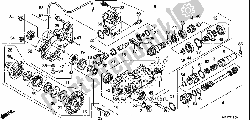 All parts for the Front Final Gear of the Honda TRX 500 FM2 2019