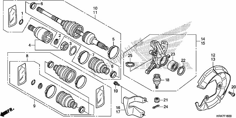 All parts for the Front Knuckle/front Drive Shaft of the Honda TRX 500 FM2 2019