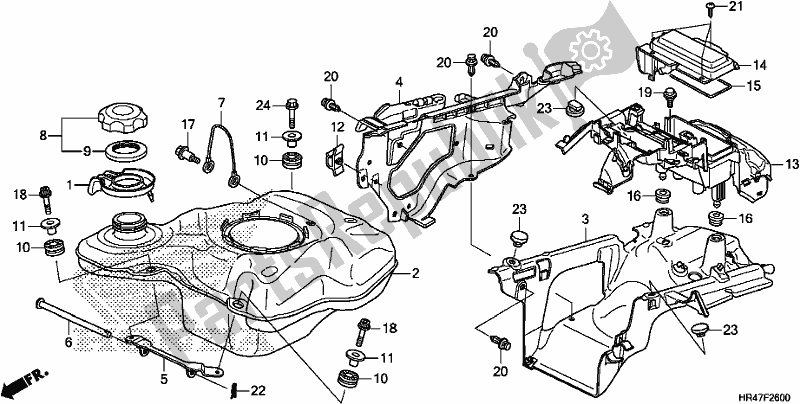 All parts for the Fuel Tank of the Honda TRX 500 FM2 2019