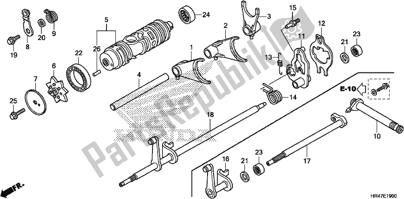 All parts for the Gearshift Fork of the Honda TRX 500 FM2 2019