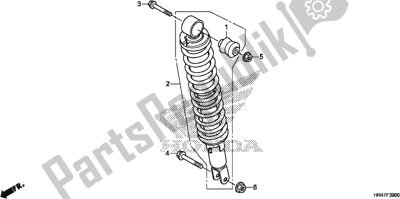 All parts for the Rear Cushion of the Honda TRX 500 FM2 2019