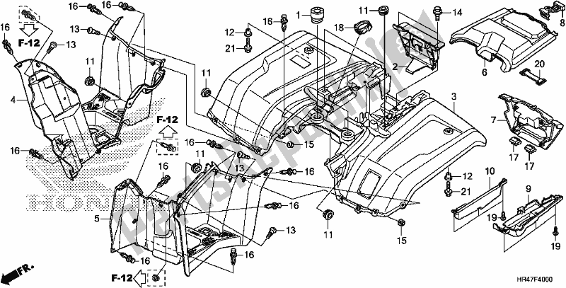 All parts for the Rear Fender of the Honda TRX 500 FM2 2019