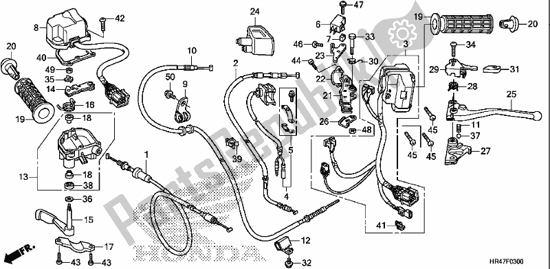 All parts for the Switch/cable of the Honda TRX 500 FM2 2019