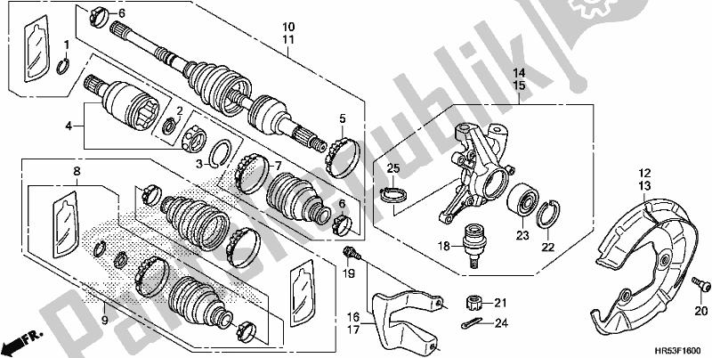 Tutte le parti per il Front Knuckle/front Driveshaft del Honda TRX 500 FM6 2017