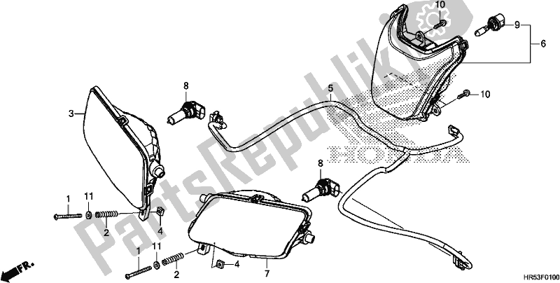 All parts for the Headlight of the Honda TRX 500 FM6 2017