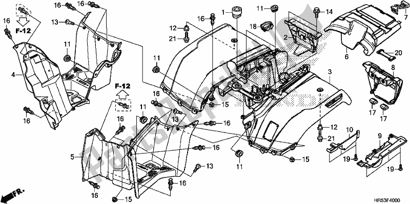 Alle onderdelen voor de Achterspatbord van de Honda TRX 500 FM6 2017