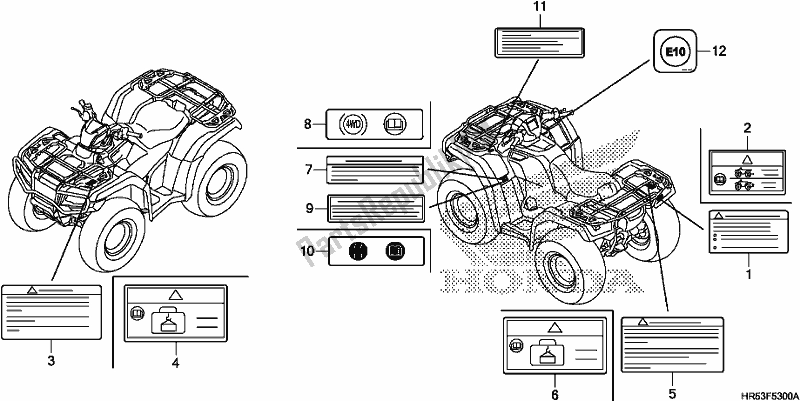 All parts for the Caution Label of the Honda TRX 500 FM6 2018