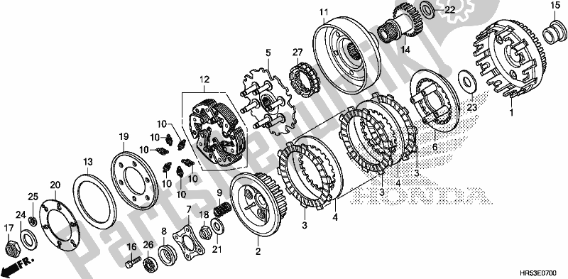 All parts for the Clutch of the Honda TRX 500 FM6 2018