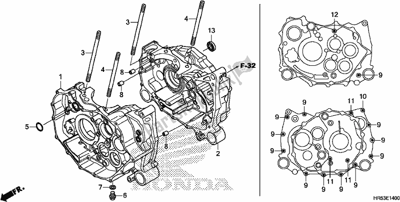 All parts for the Crankcase of the Honda TRX 500 FM6 2018
