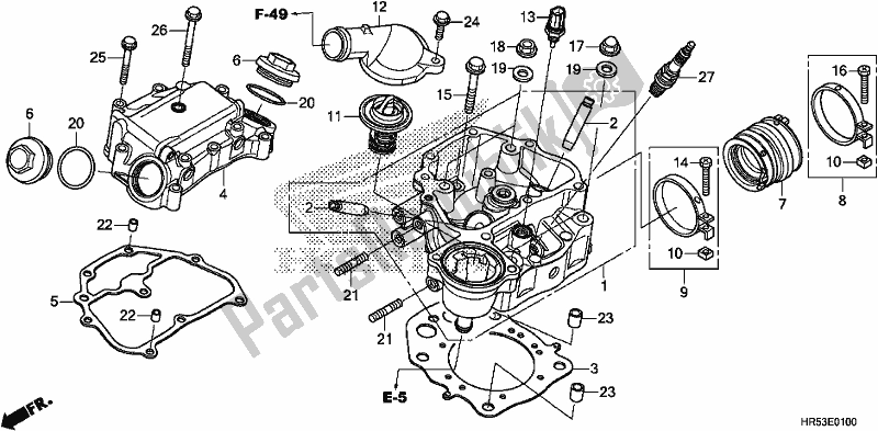 All parts for the Cylinder Head of the Honda TRX 500 FM6 2018