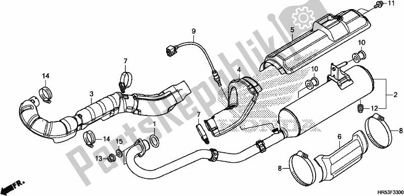 All parts for the Exhaust Muffler of the Honda TRX 500 FM6 2018