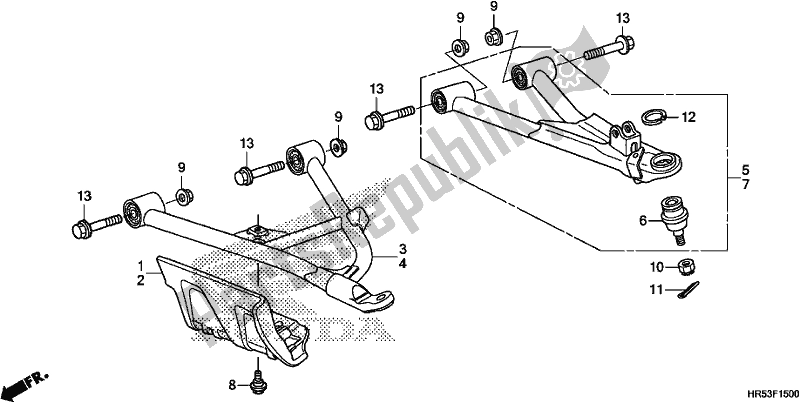 All parts for the Front Arm of the Honda TRX 500 FM6 2018