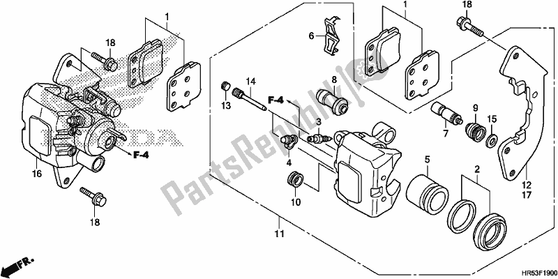 All parts for the Front Brake Caliper of the Honda TRX 500 FM6 2018