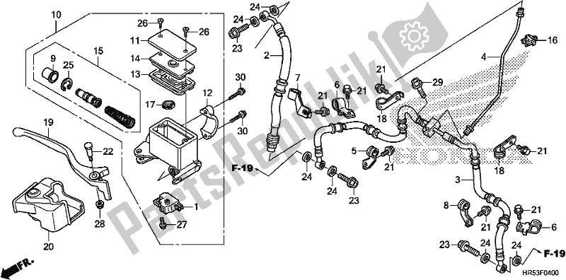 All parts for the Front Brake Master Cylinder of the Honda TRX 500 FM6 2018