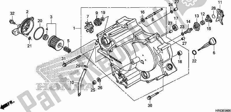 All parts for the Front Crankcase Cover of the Honda TRX 500 FM6 2018