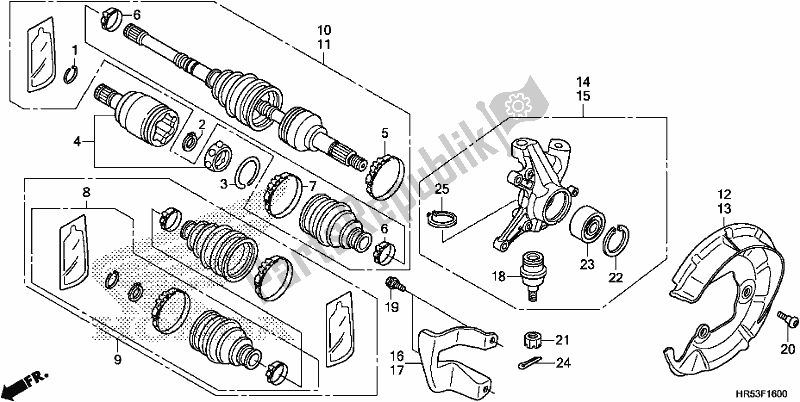 All parts for the Front Knuckle/front Driveshaft of the Honda TRX 500 FM6 2018