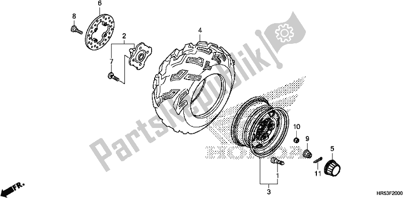 All parts for the Front Wheel of the Honda TRX 500 FM6 2018