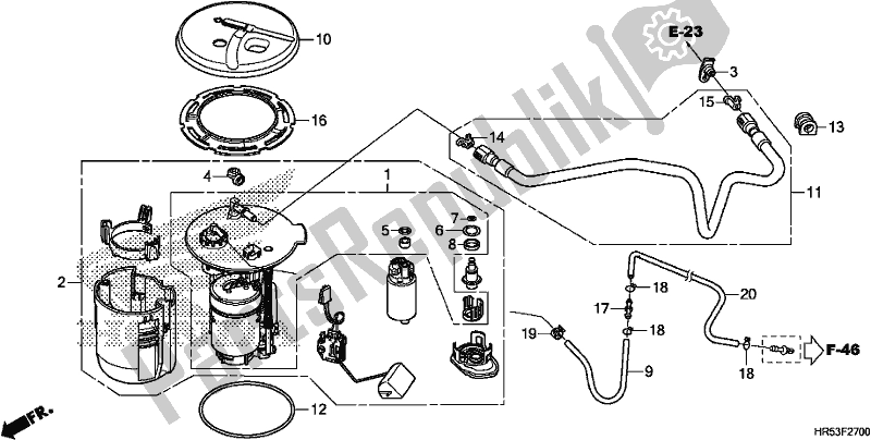 All parts for the Fuel Pump of the Honda TRX 500 FM6 2018