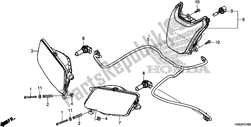 All parts for the Headlight of the Honda TRX 500 FM6 2018