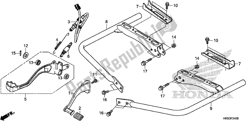 All parts for the Pedal/step of the Honda TRX 500 FM6 2018