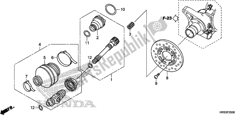 All parts for the Propeller Shaft of the Honda TRX 500 FM6 2018