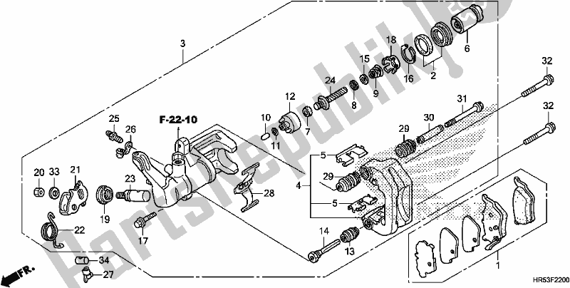 All parts for the Rear Brake Caliper of the Honda TRX 500 FM6 2018