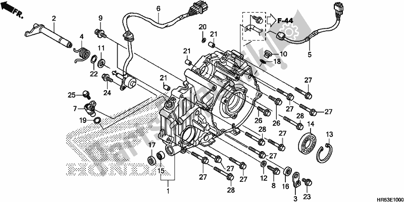 All parts for the Rear Crankcase Cover of the Honda TRX 500 FM6 2018