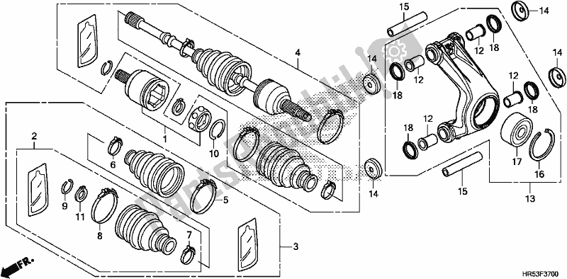 All parts for the Rear Knuckle/rear Driveshaft of the Honda TRX 500 FM6 2018