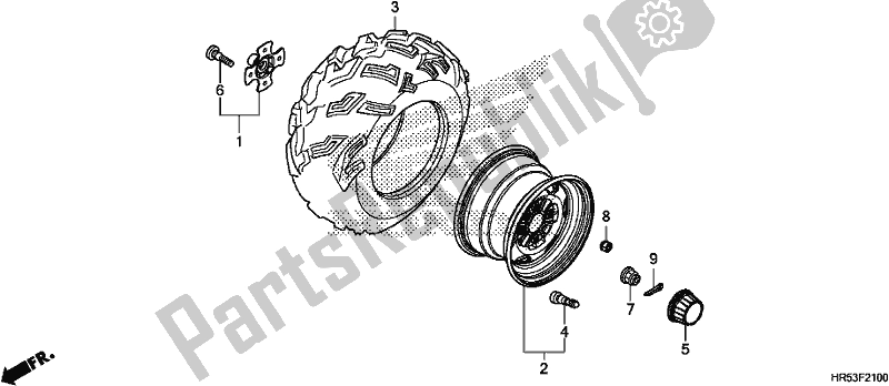 All parts for the Rear Wheel of the Honda TRX 500 FM6 2018