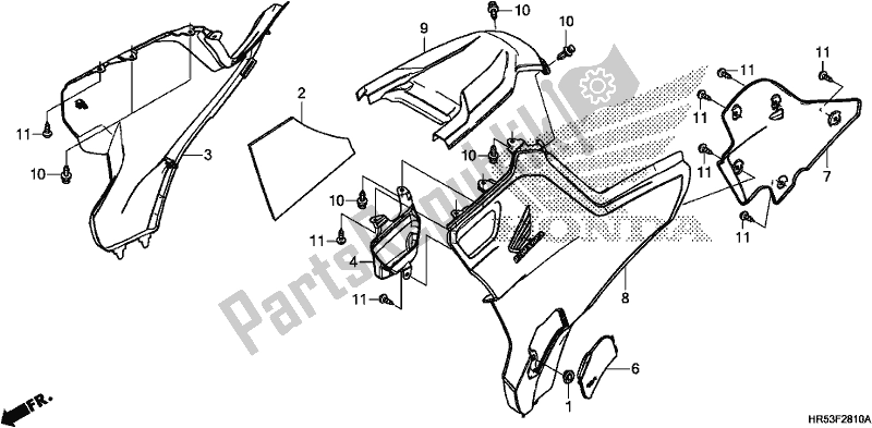 All parts for the Side Cover/tank Cover of the Honda TRX 500 FM6 2018