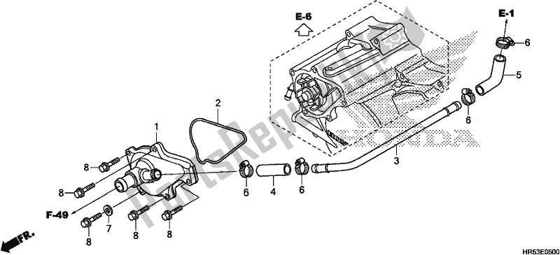 All parts for the Water Pump Cover of the Honda TRX 500 FM6 2018