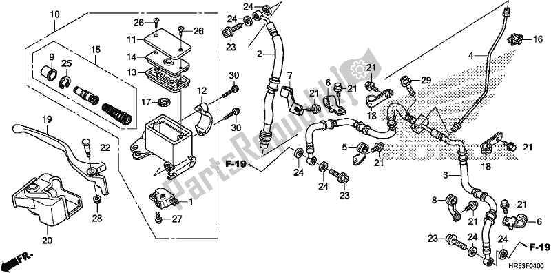 Wszystkie części do G?ówny Cylinder Hamulca Przedniego Honda TRX 500 FM6 2019